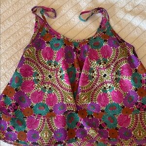 Show Me Your MuMu Pink & Teal Floral Tie-Strap Camisole